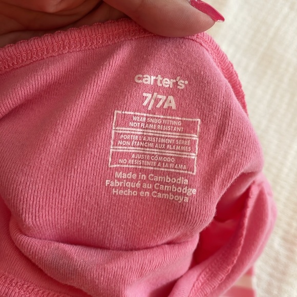 CARTERS UGC Girls Size 7 pink pajama striped set short sleeve flamingo 🦩 - Picture 12 of 12